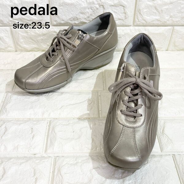 pedala アシックスペダラ ウォーキングシューズ ジップスニーカー 厚底 ベージュ系 23.5