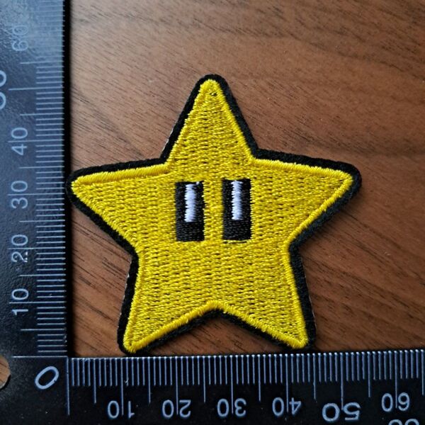 マリオ スター 星 ワッペン 刺繍 アイロン ハンドメイド アップリケ
