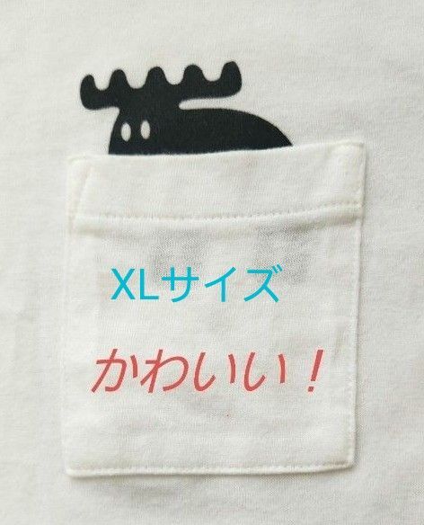 MOZ ホワイト 半袖Tシャツ ポケットプリントLLサイズ