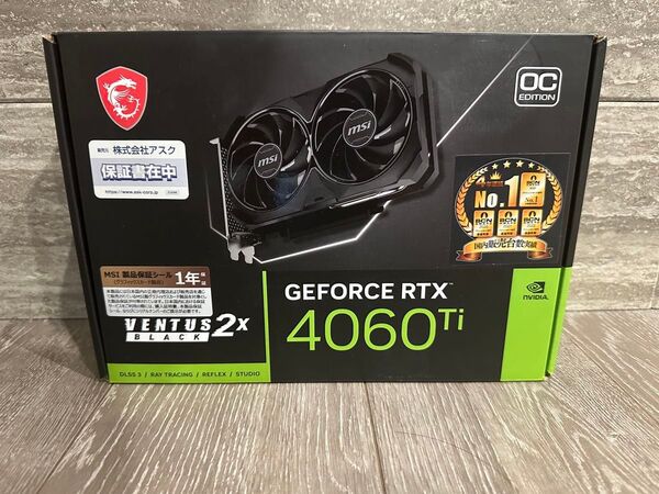 MSI GeForce RTX 4060Ti 動作確認OK