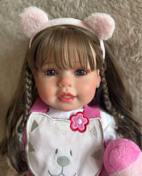 ★新品★リボーンドール香り付き女の子 55cm 靴&くまちゃんぬいぐるみ付き