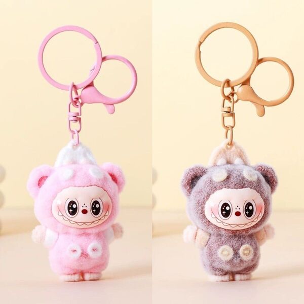 LABUBU ラブブ キーホルダー ピンク ブラウン 2点