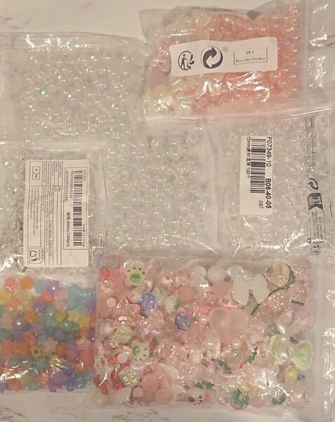 ビーズ ハンドメイド パーツ セット クリア ピンク リボン 平成 デコパーツ レジン