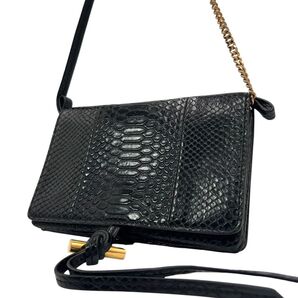 極美品 ステラマッカートニー ノット&タイ ショルダーバッグ パイソン レザー 黒 パリコレモデル 斜め掛け◎