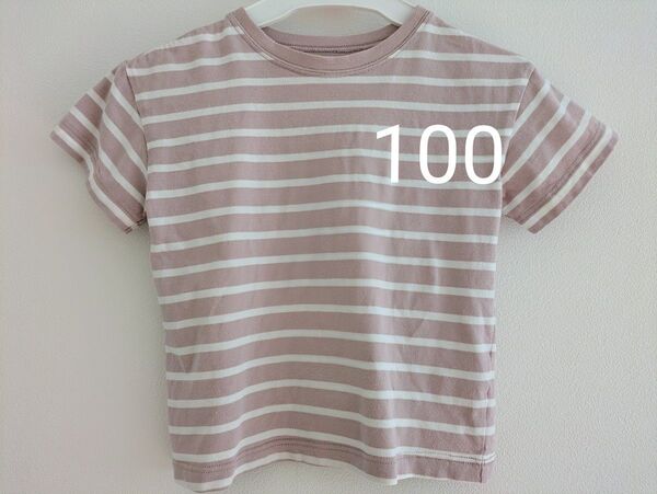 GU 半袖Tシャツ ピンク ボーダー柄 サイズ100cm