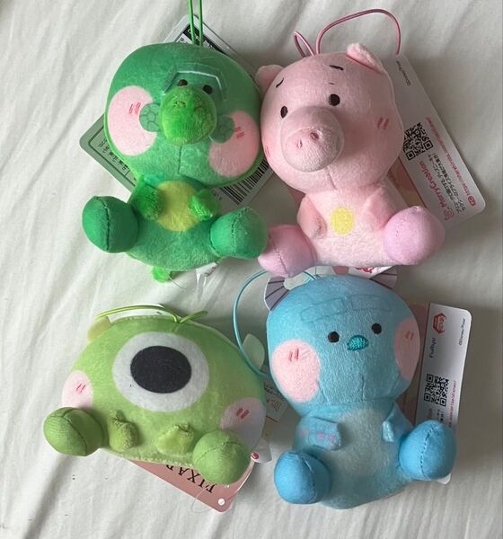 ディズニー ピクサー ぷくちーく ぬいぐるみ マスコット 4種セット ハム レックス マイク サリー