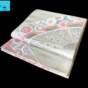 【美品】六通柄袋帯 有職文様 銀糸 振袖 黒留袖 色留袖 訪問着 フォーマル