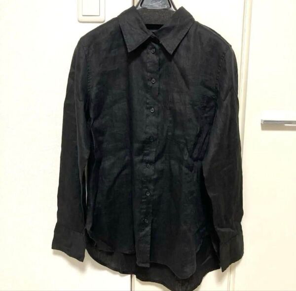 【新品未使用】H&M リネン ブラック 黒 長袖 シャツ