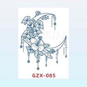 ジャグアタトゥーシール*GZX-085 ハイビスカス 三日月
