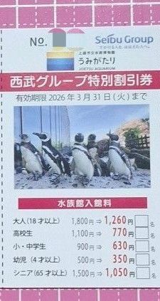 上越市立水族博物館うみがたり 西武グループ特別割引券