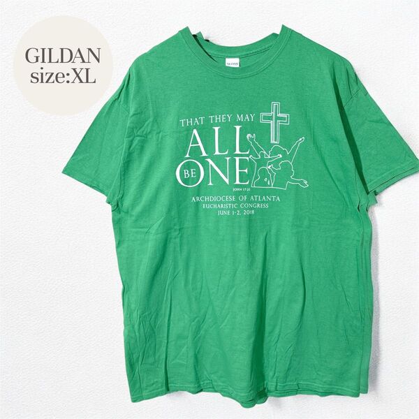 【GILDAN】ギルダンプリントTシャツ グリーン XLサイズ US古着