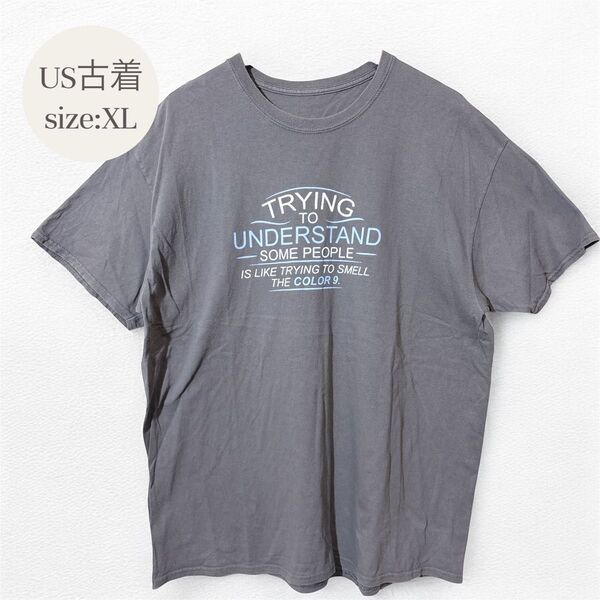 US 古着 プリントTシャツ XLサイズ チャコールグレー
