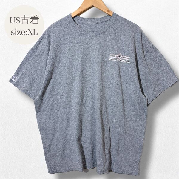 US 古着 バックプリントTシャツ グレー XLサイズ