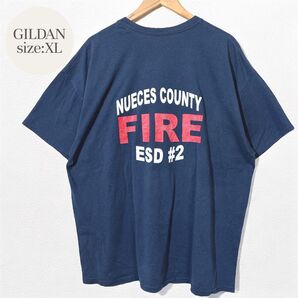 【GILDAN】ギルダンバックプリントTシャツ ネイビー XLサイズ 古着