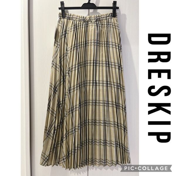 新品 タグ付き DRESKIP シアーチェックプリーツスカート ロング チェック Lサイズ