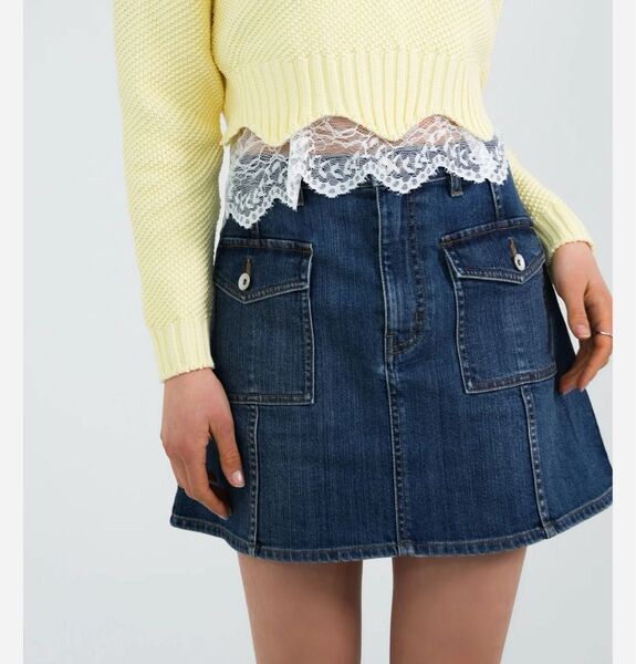 シェリエ front pocket denim mini skirt
