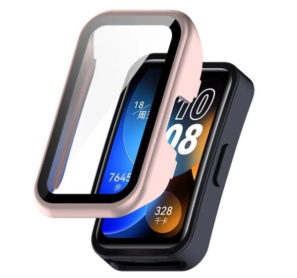 Huawei Band 8 9 10 ガラス 保護 ケース カバー ピンク 液晶画面保護 ハードケース ファーウェイ バンド