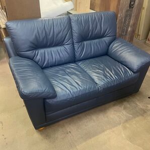 本革 ソファ レザー 2P 2人掛け ハイバック モダン ネイビー