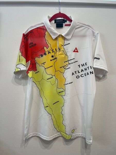 lecoqsportif ルコック 地図柄 半袖ポロシャツ サイズ LL