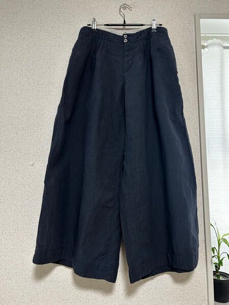 パラスパレス ダークネイビー ガウチョパンツ リネン100% L