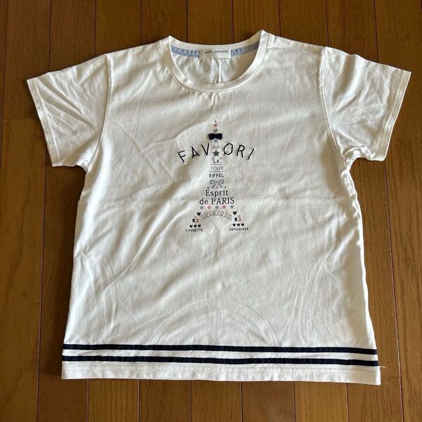 キッズ ガールズ ポンポネット pom ponette 半袖 トップス Tシャツ カットソー L 160 白 マリン 綿