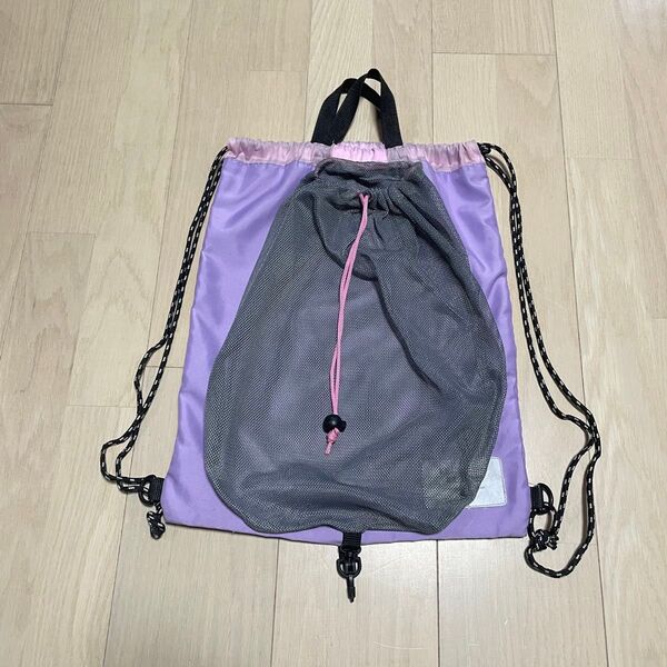 スポーツバックパック ナップサック パステルパープル ボール入れ付きリュック