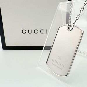 GUCCI グッチ ネックレス ドッグタグ シルバー 925刻印メンズ レディース ユニセックス ペンダント プレート