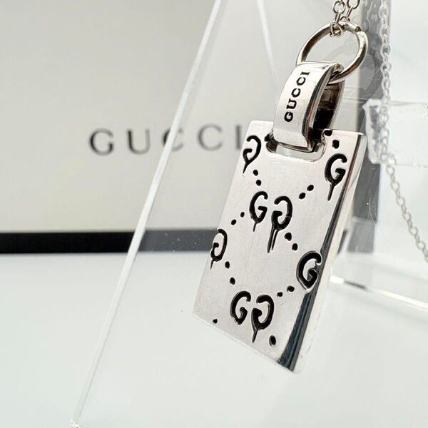 GUCCI グッチ ゴースト GG プレート ネックレス スカル ドクロ 髑髏 メンズ レディース ユニセックス ペンダント