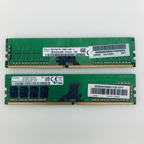 デスクトップPC用メモリー DDR4 8GB PC4-2666V の中古品 2個 合計16GB