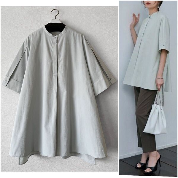 大きいサイズ*ICB 袖スリットスリーブ シワレス チュニック トップス*