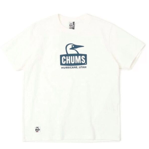 新品チャムスCHUMS XLサイズメンズ半袖TシャツブービーフェイスTシャツ ホワイト/ネイビー