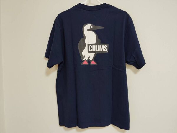 新品チャムスCHUMS 半袖TシャツXLサイズBooby Logoブービーロゴ半袖カットソーメンズバックプリントネイビー