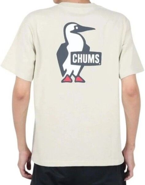新品チャムスCHUMS TシャツLサイズBooby Logoブービーロゴ半袖カットソーメンズバックプリントグレージュ