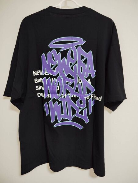 新品NEWERA (ニュ−エラ) 半袖Tシャツオーバーサイズド コットン Tシャツ GraffitiビックシルエットXLブラック黒