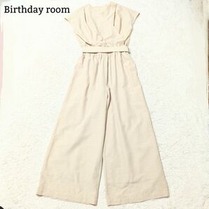 完売品■美品 Birthday room スラブジョーゼット カシュクール オールインワン マキシ丈 シンプル M ベージュ