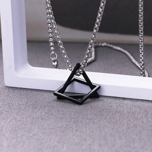 トライアル スクエア ネックレス ブラック ユニセックス レディース チェーンネックレス
