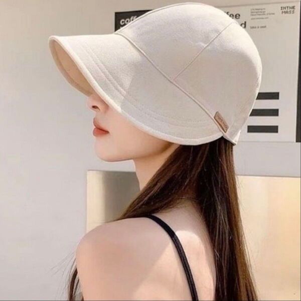 つば広 帽子 ベージュ バケットハット キャップ 日焼け対策 日除け UVカット