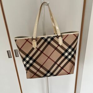 BURBERRY BLUE LABEL トートバッグ ノバチェック ベージュ エナメル