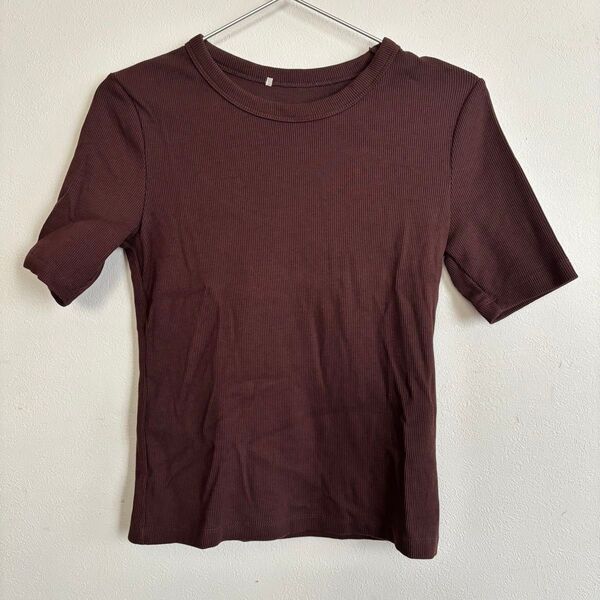 GU 半袖Tシャツ 無地 半袖カットソー リブカットソー Sサイズ