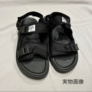 スポーツサンダル 27.5㎝ メンズ ブラック アウトドア サンダル 厚底 黒 マジックテープ バックル 滑り止め 夏 BBQ