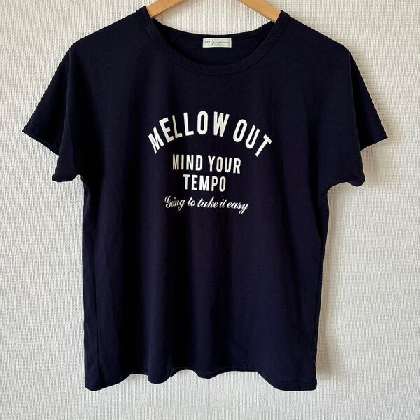 アースミュージックアンドエコロジー earth music&ecology ドルマンメッセージプリントTシャツ