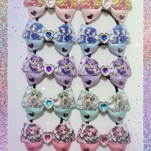 キミとアイドルプリキュア ハンドメイド キッズヘアゴム 10個セット キュアアイドル ウインク キュンキュン ズキューン キッス
