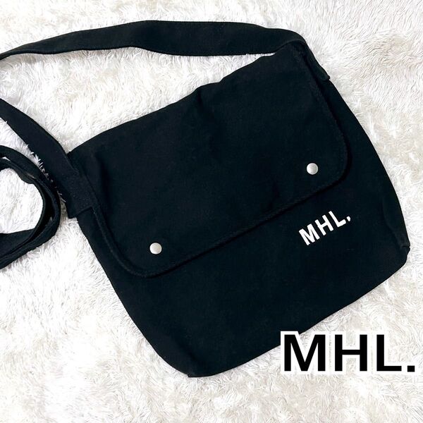 MHL. マーガレットハウエル ブラック ショルダーバッグ 斜め掛け キャンバス 黒