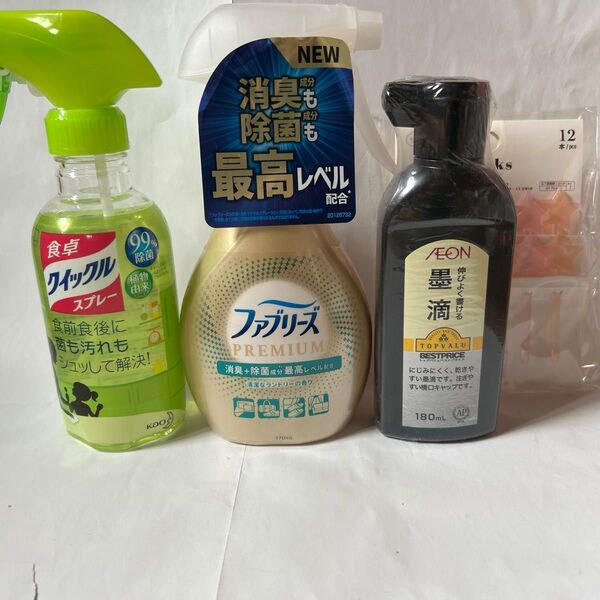 【新品】ファブリーズPREMIUM、食卓クイックル、墨汁、お弁当ピックス4点セット