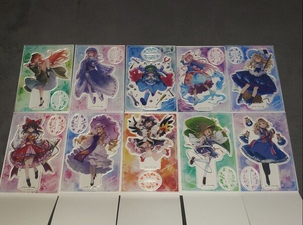 東方Project アクリルフィギュア 博麗霊夢 ダイソー 霧雨魔理沙 洩矢諏訪子 射命丸文 河城にとり