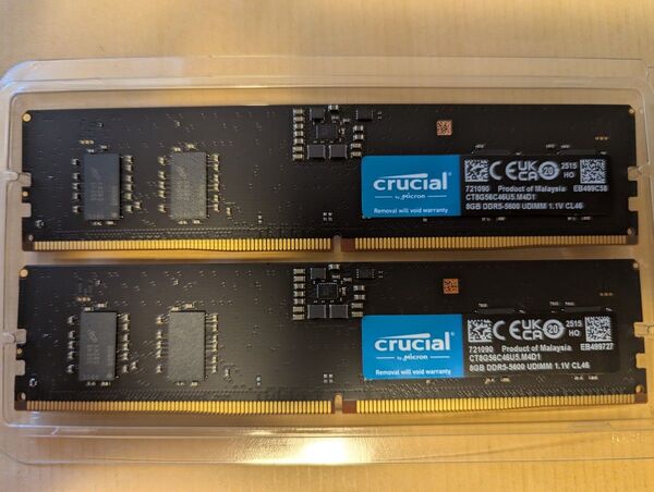 Crucial DDR5-5600 8GBx2枚 計16GB CT8G56C46U5.M4D1 デスクトップ用メモリー RAM