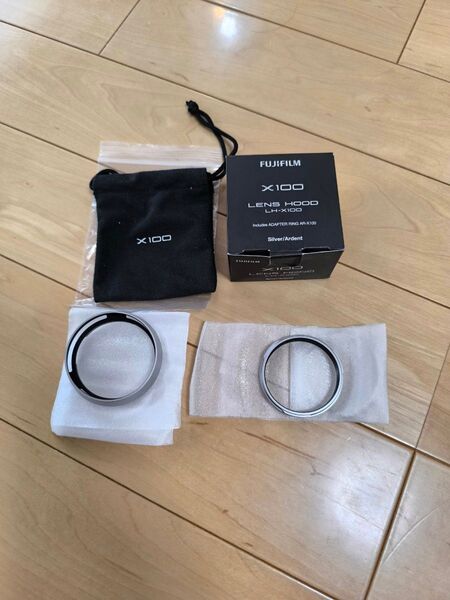 富士フイルム FUJIFILM LH-X100 X100シリーズ 専用レンズフード 純正品 シルバー ケース 箱付き