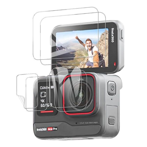 6枚 Insta360 Ace Pro カメラフィルム 強化ガラス 9H高硬度 耐衝撃 防汚 気泡なし 保護フィルム