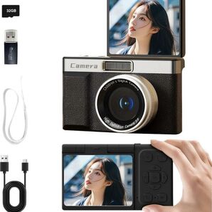 デジタルカメラ 1080p 9600万画素 4K 8倍ズーム オートフォーカス 手ぶれ補正 動画撮影 32GB SDカード付き