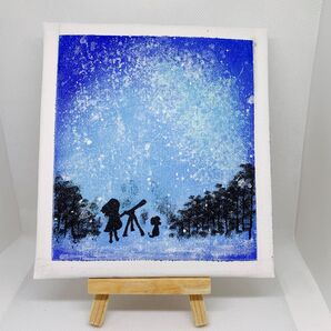 アクリル画 夜空と天体観測